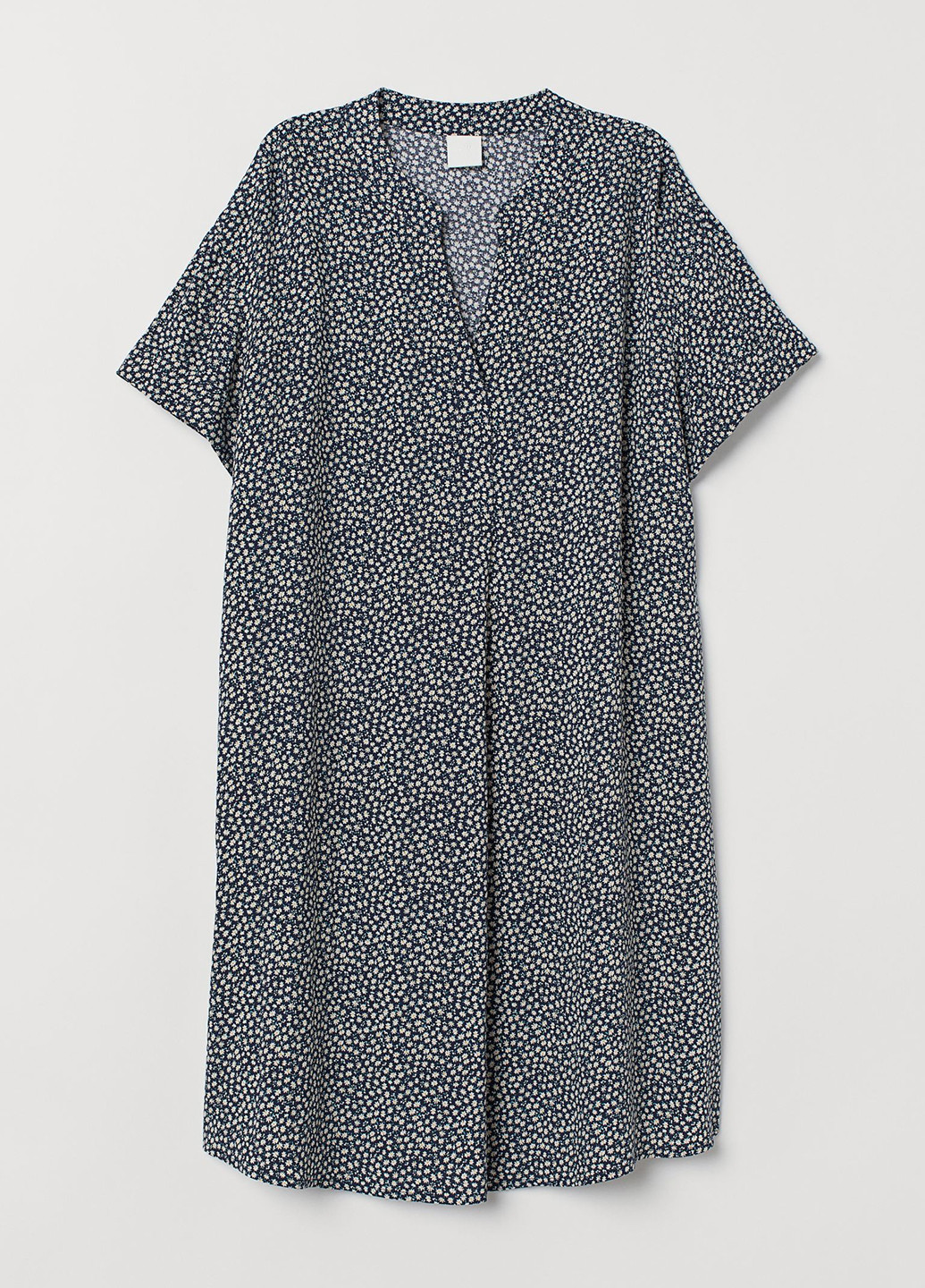 Сіро-синя повсякденний плаття весняно-літня сорочка H&M з квітковим принтом