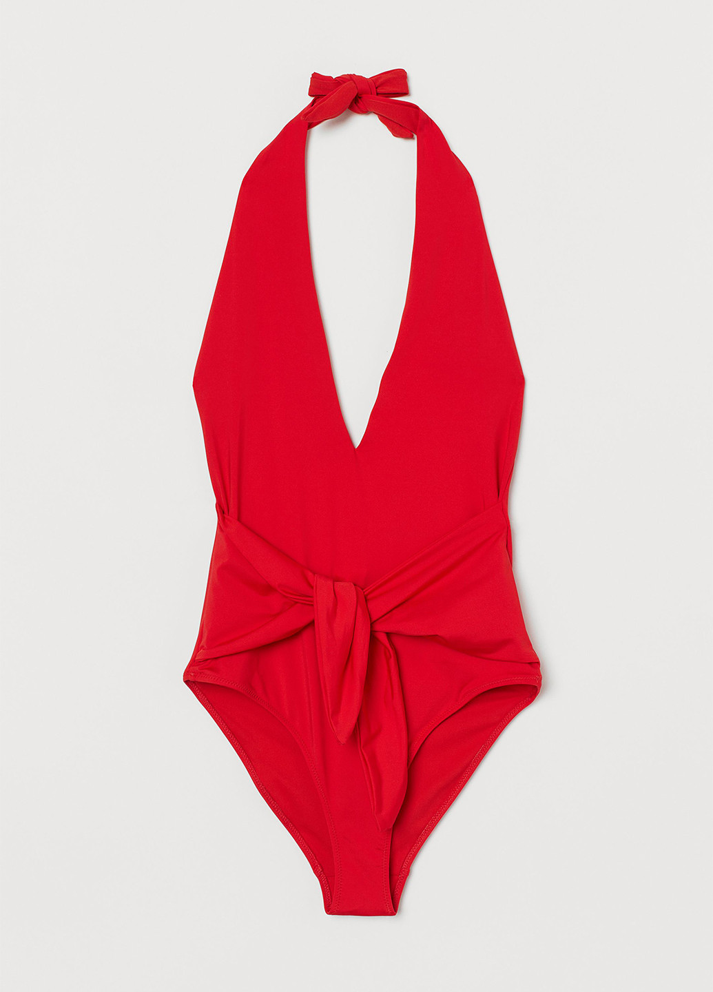 Красный летний купальник халтер, пландж H&M