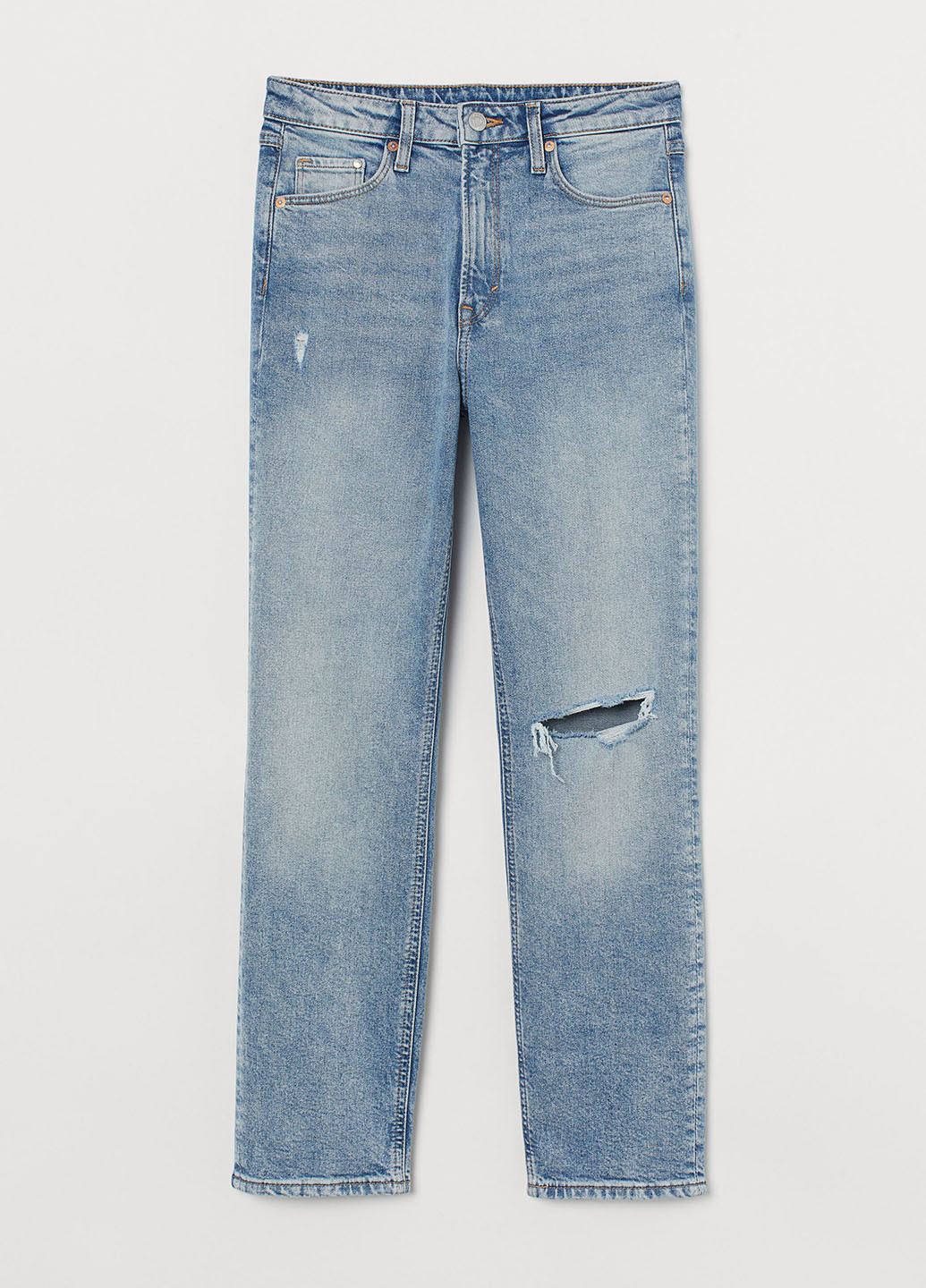 Голубые демисезонные укороченные, зауженные джинсы H&M