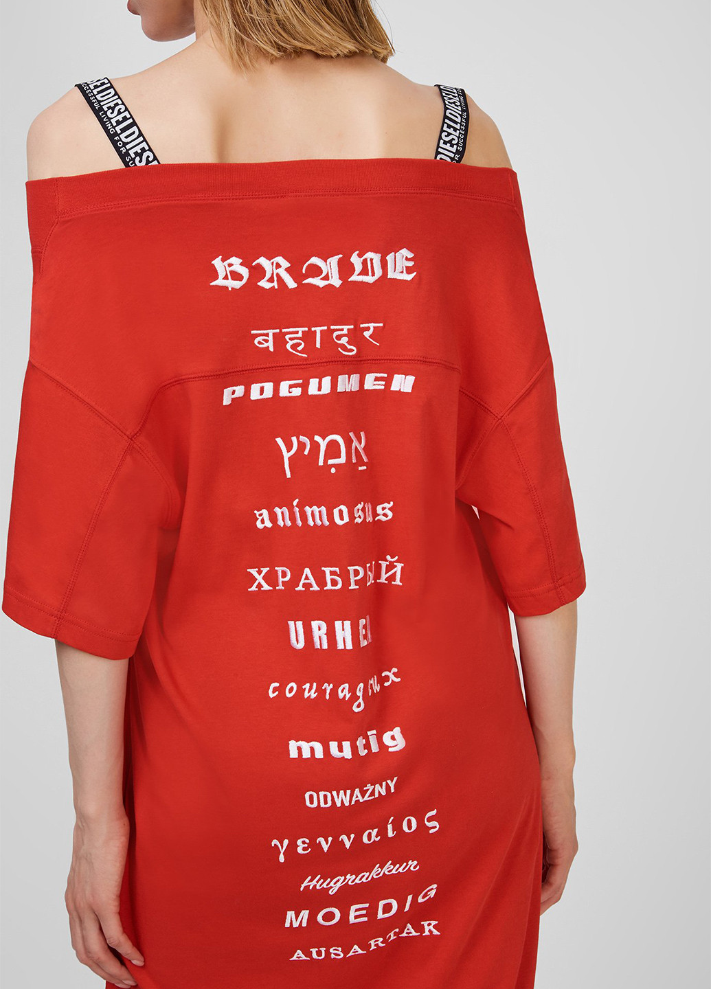 Красное кэжуал платье Diesel с надписью