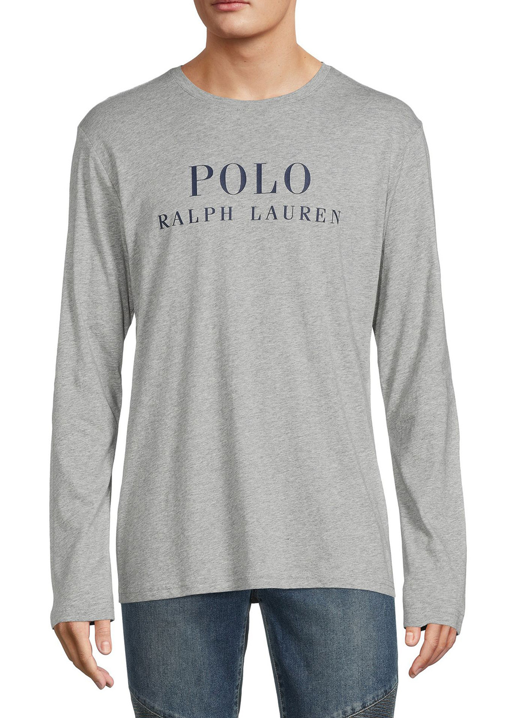 Серый демисезонный кэжуал лонгслив Ralph Lauren с логотипом