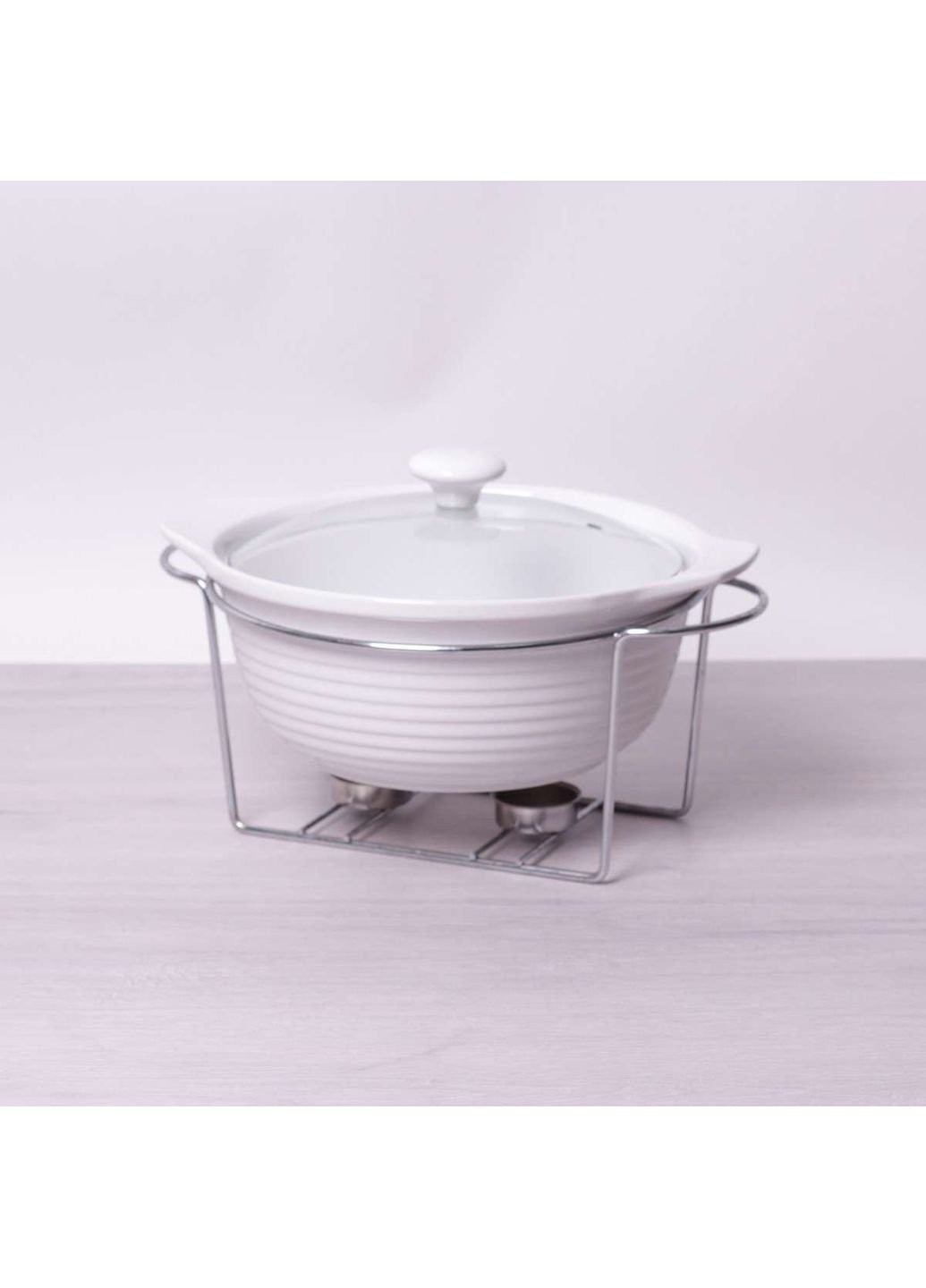 Марміт керамічний 2.4л зі скляною кришкою та металевою підставкою 6401 Kamille (253786493)