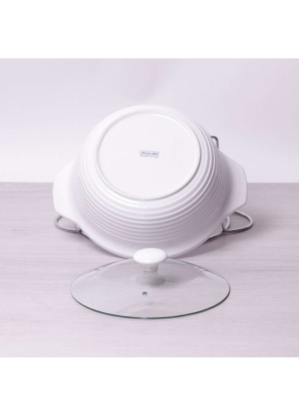 Марміт керамічний 2.4л зі скляною кришкою та металевою підставкою 6401 Kamille (253786493)