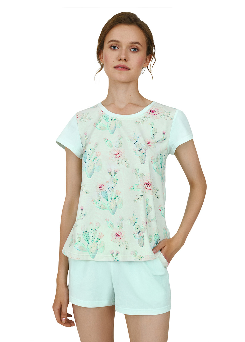 Мятная всесезон пижама (футболка, шорты) футболка + шорты Ellen
