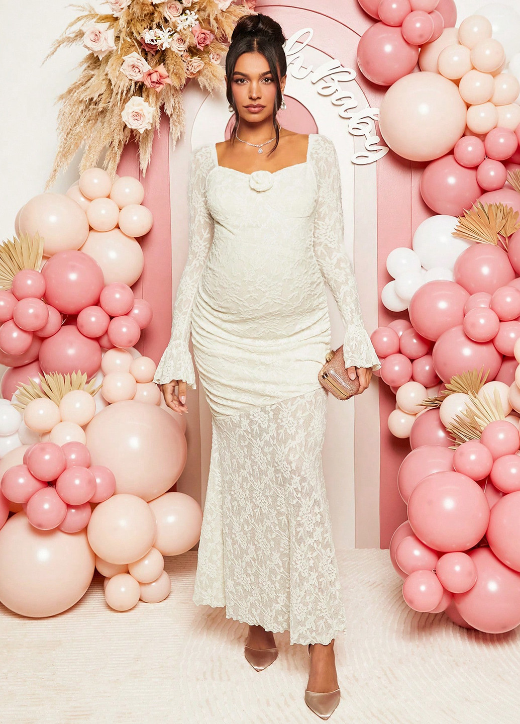 Білий святковий сукня для вагітних годе SHEIN однотонна