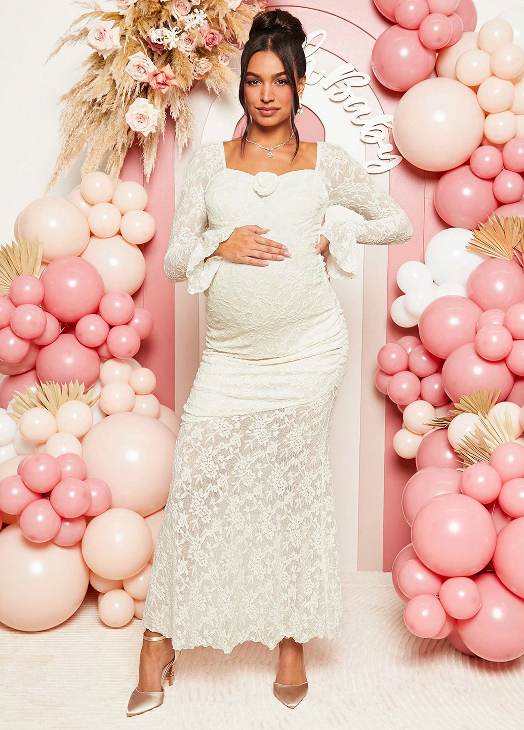 Білий святковий сукня для вагітних годе SHEIN однотонна