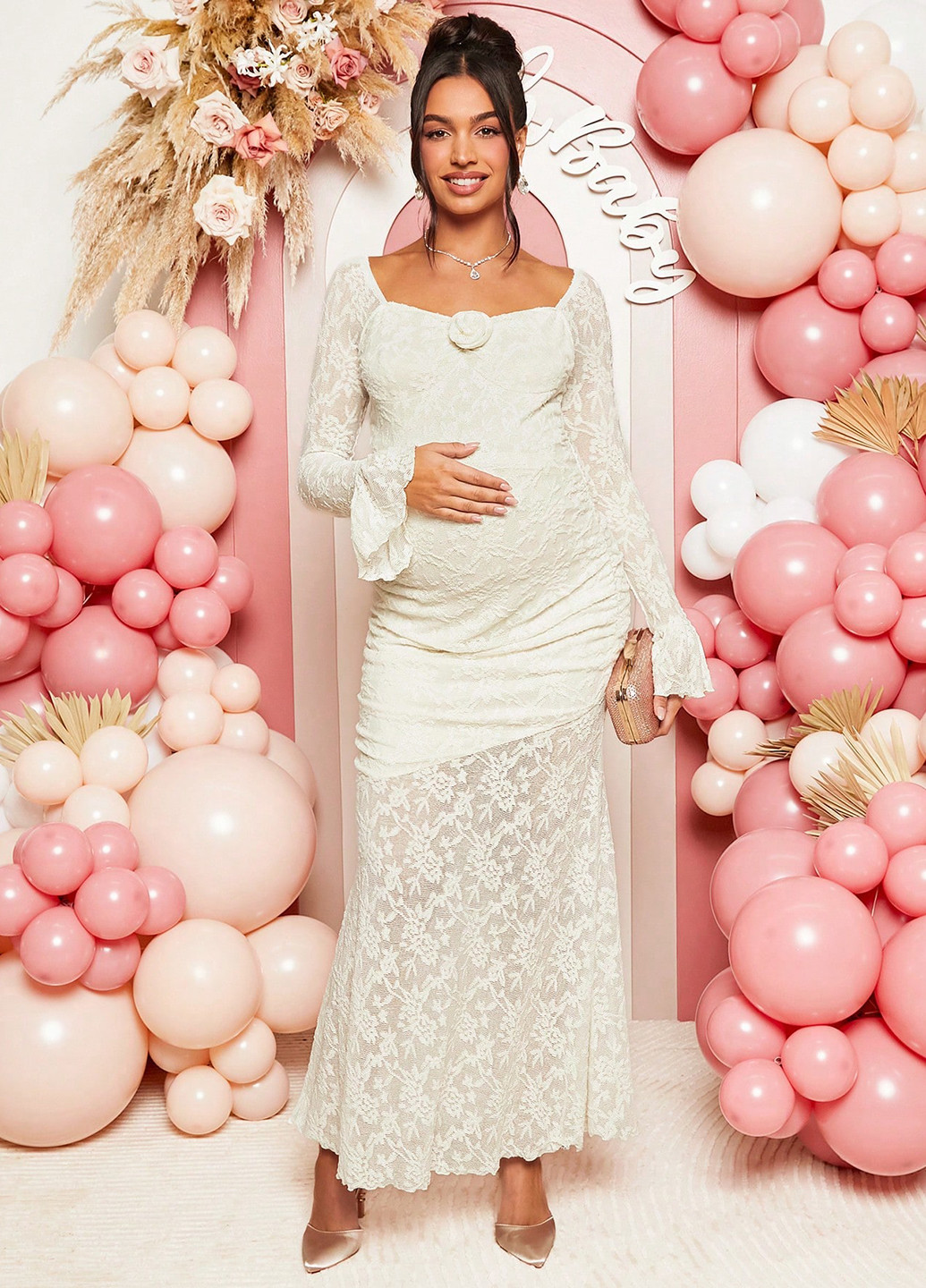 Білий святковий сукня для вагітних годе SHEIN однотонна