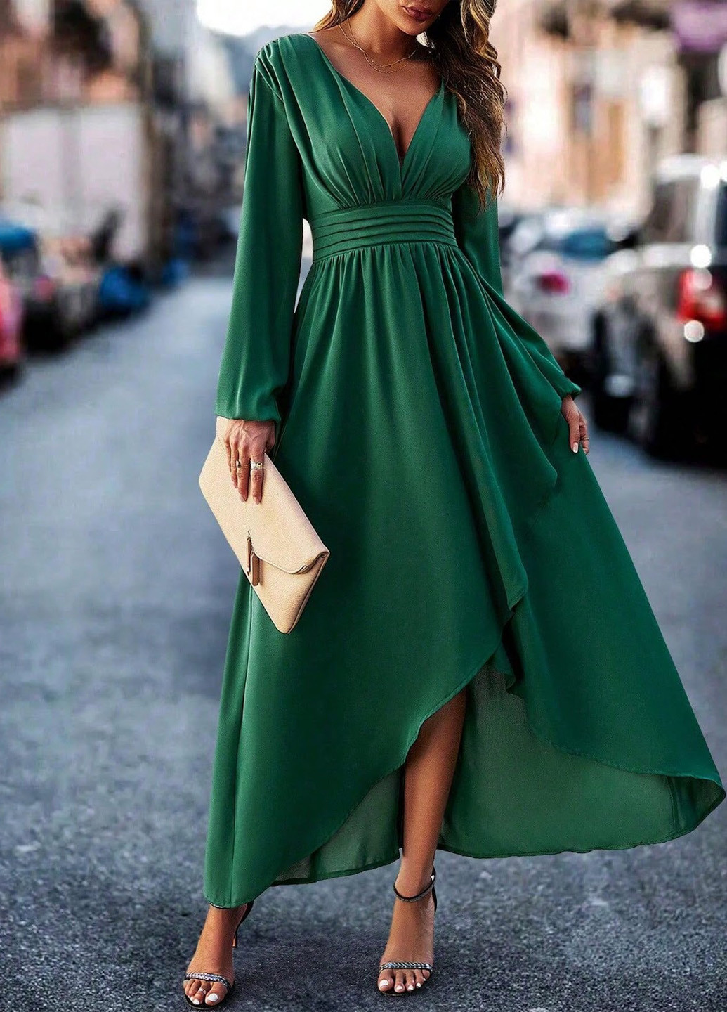 Зелена вечірня сукня а-силует SHEIN однотонна