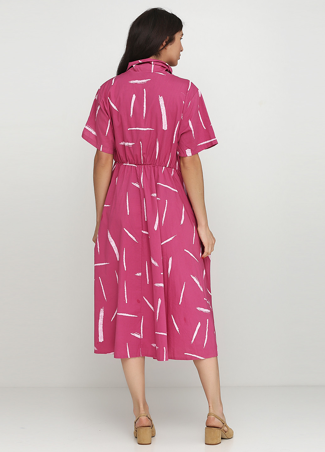 Розовое кэжуал платье оверсайз L&N с абстрактным узором