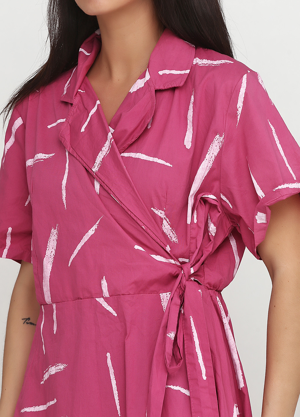 Розовое кэжуал платье оверсайз L&N с абстрактным узором