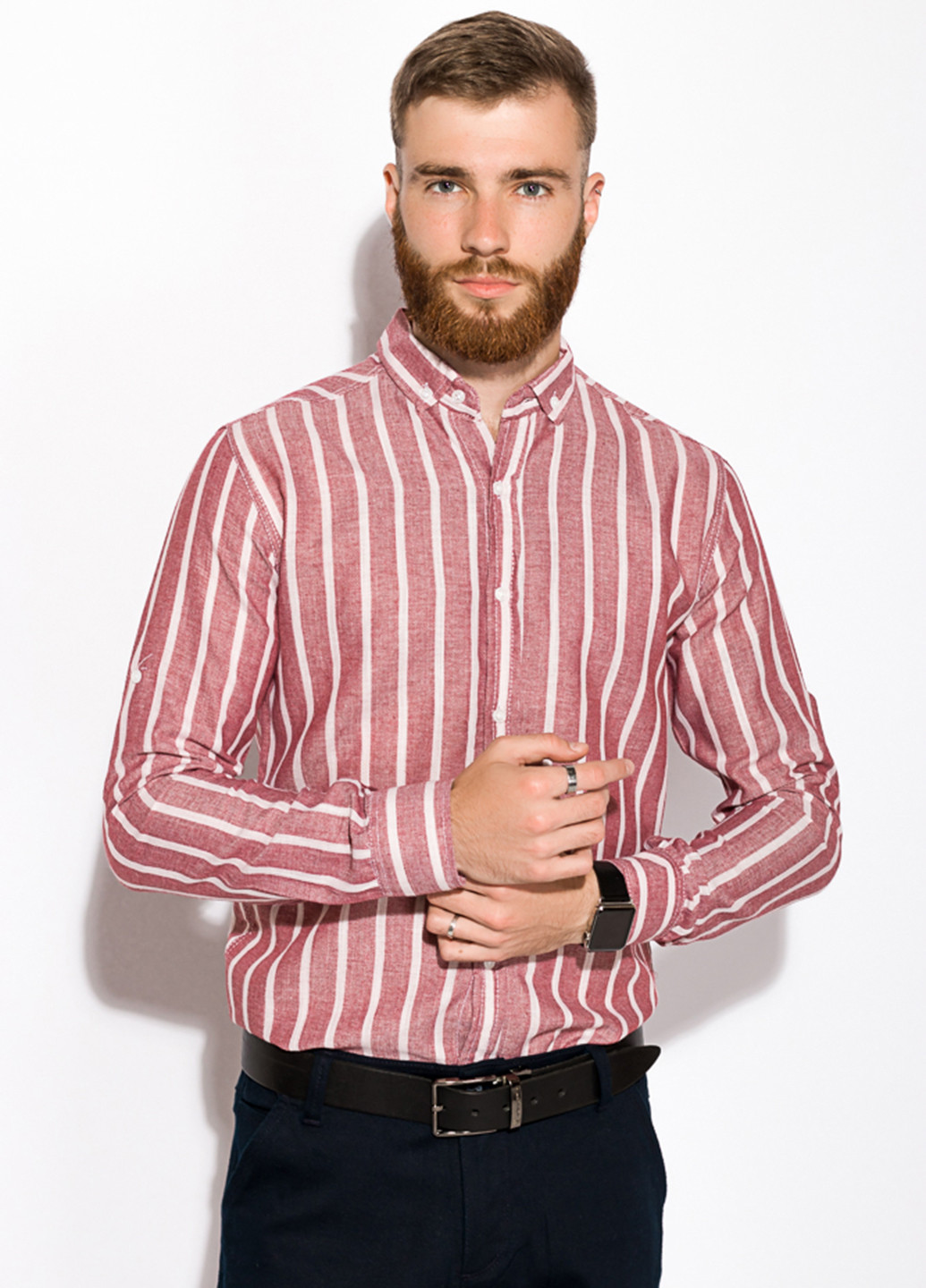 Светло-бордовая кэжуал рубашка в полоску Sayfa