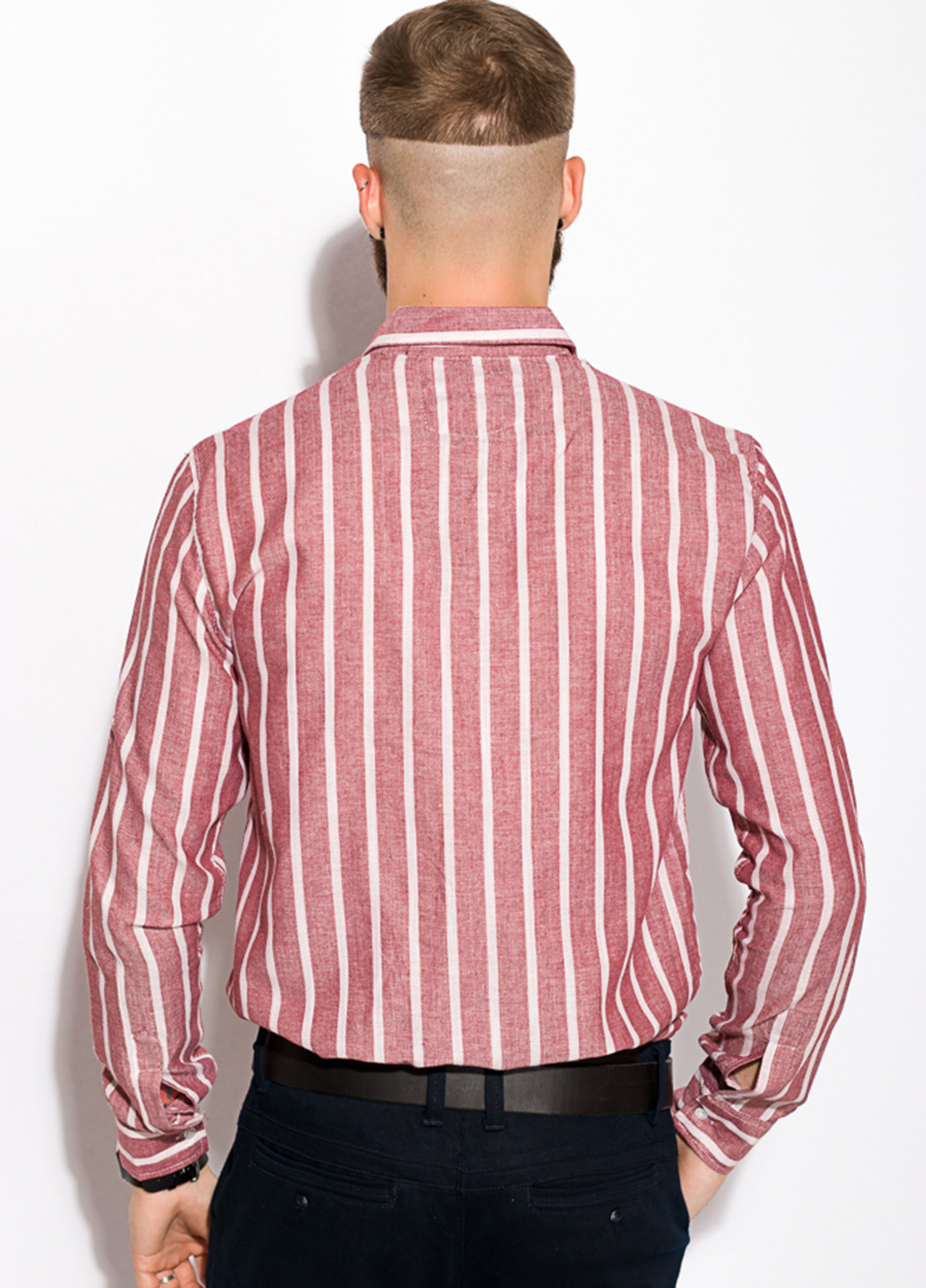Светло-бордовая кэжуал рубашка в полоску Sayfa