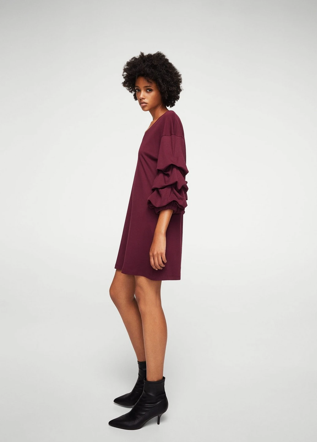 Бордовое кэжуал платье Mango