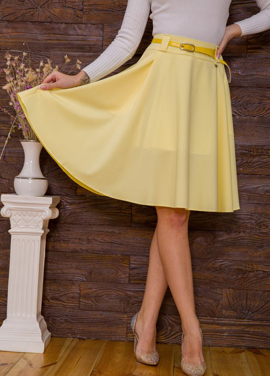 Желтая кэжуал однотонная юбка Ager клешированная
