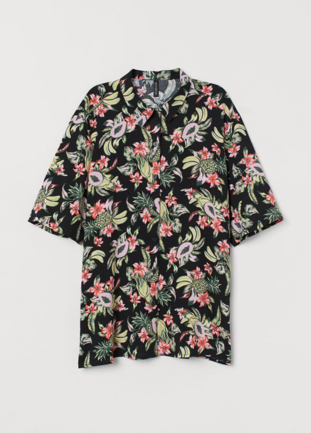 Черная кэжуал рубашка с цветами H&M