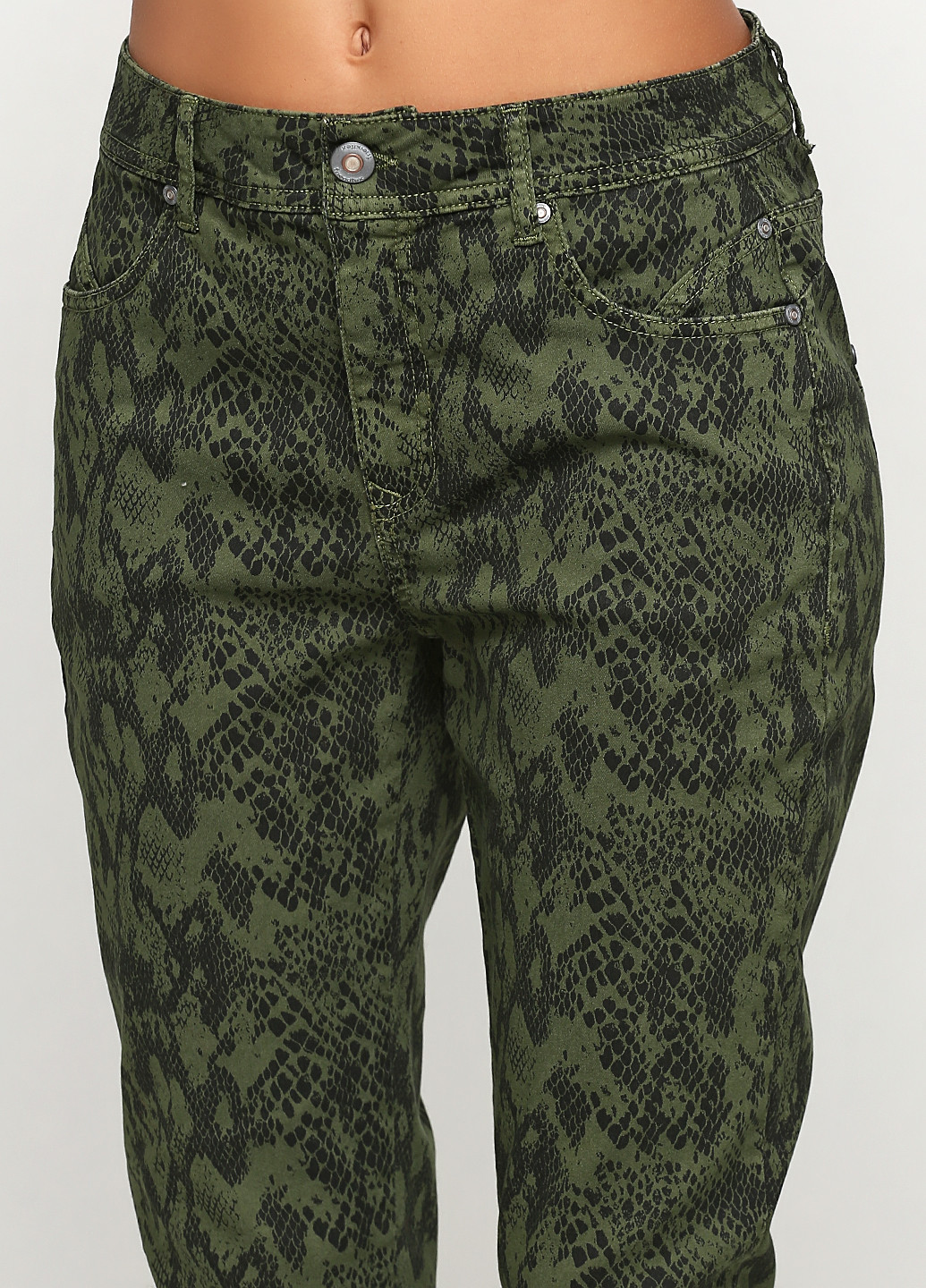 Темно-зеленые кэжуал демисезонные зауженные брюки Friendtex