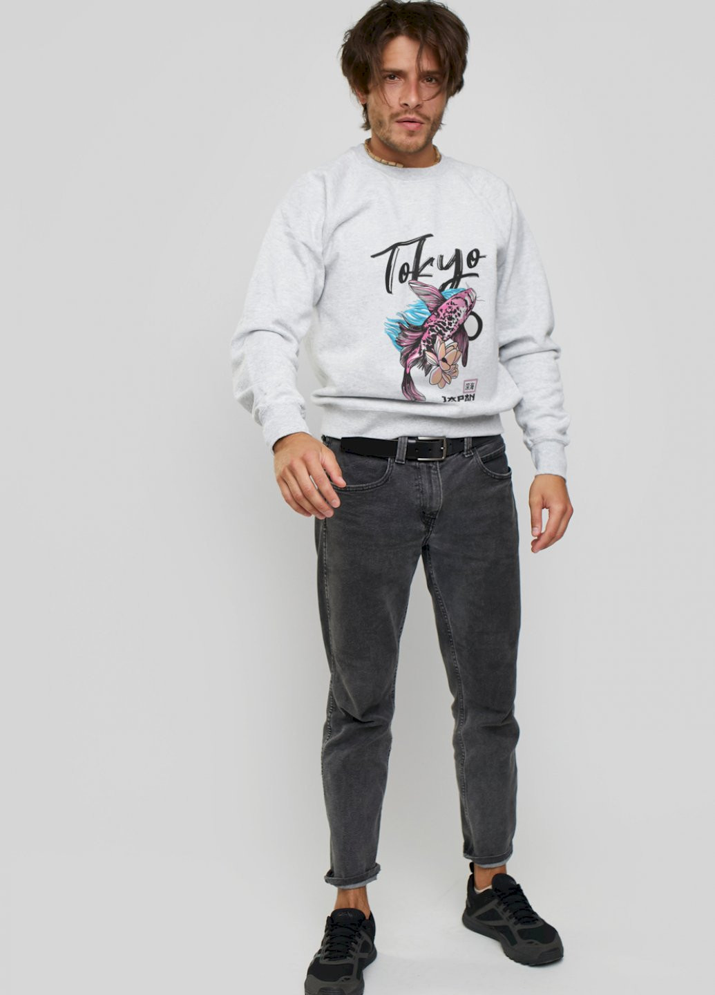 Серый свитшот мужской YAPPI рисунок (250563682)