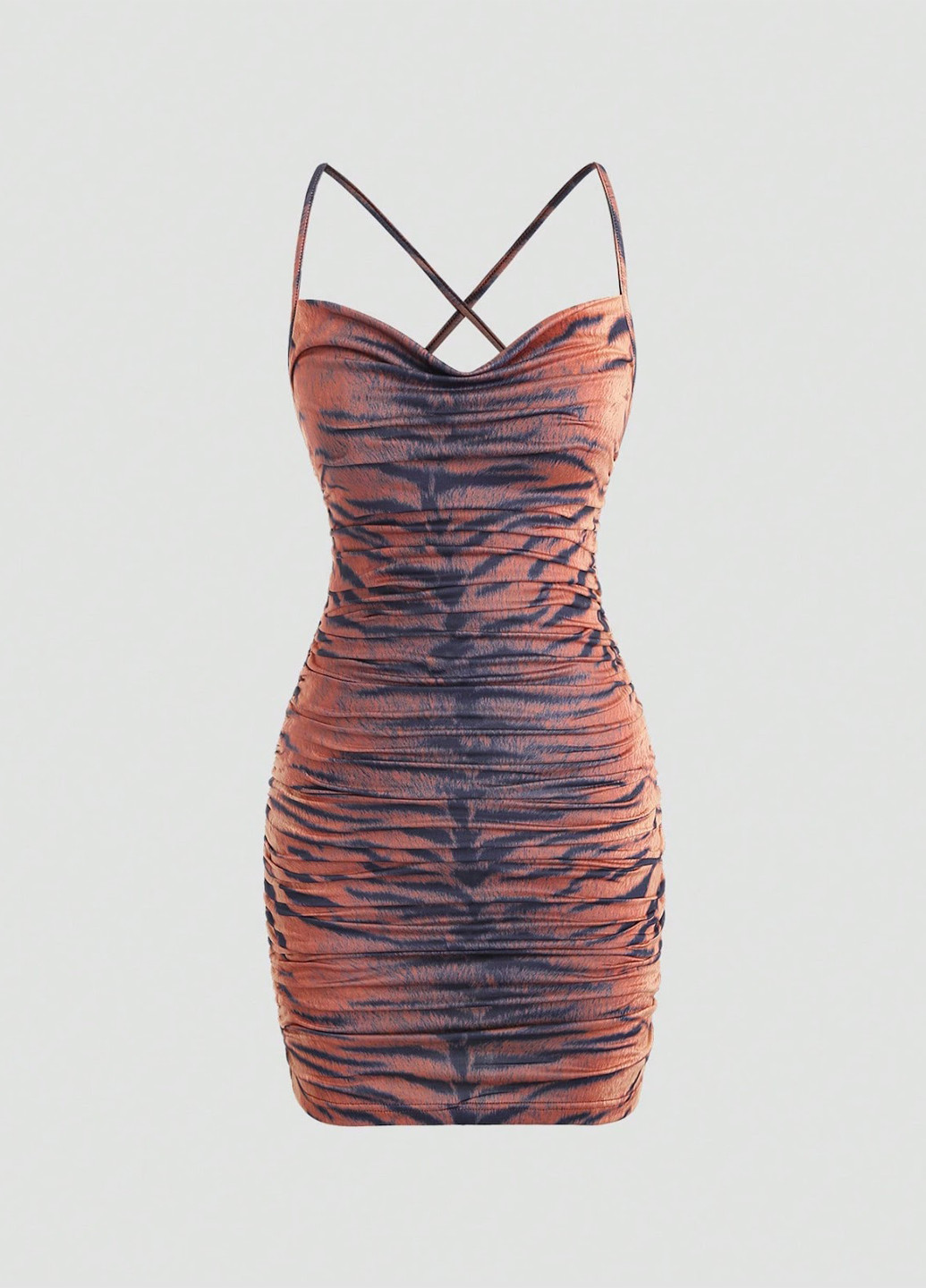 Помаранчева вечірня, коктейльна, кежуал сукня з відкритою спиною SHEIN тигровый