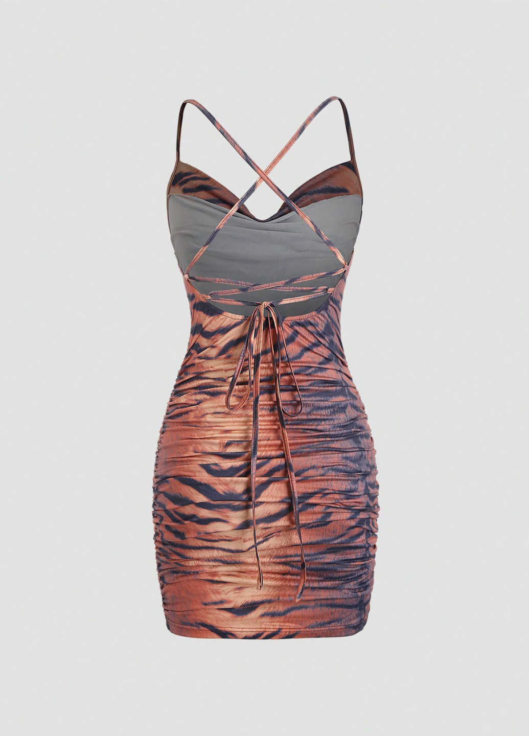 Помаранчева вечірня, коктейльна, кежуал сукня з відкритою спиною SHEIN тигровый