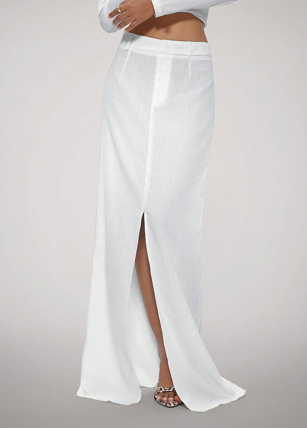 Белая кэжуал однотонная юбка SHEIN а-силуэта (трапеция)