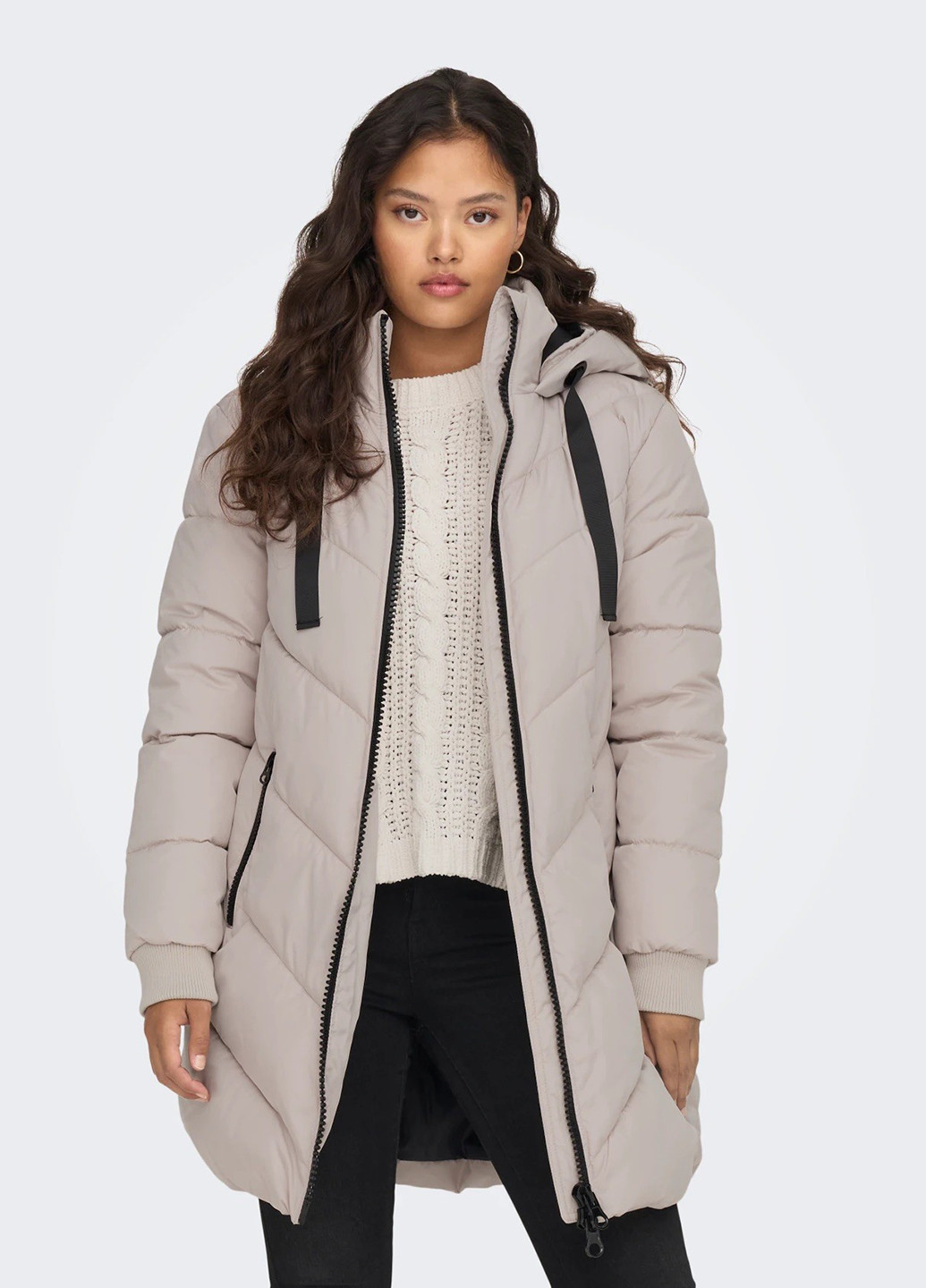 Світло-бежева демісезонна куртка куртка-пальто Only