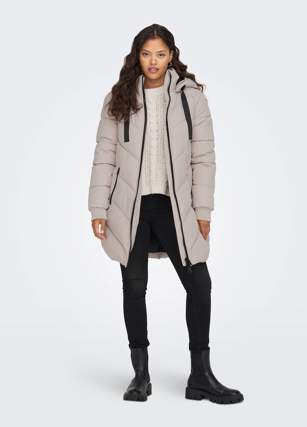 Світло-бежева демісезонна куртка куртка-пальто Only