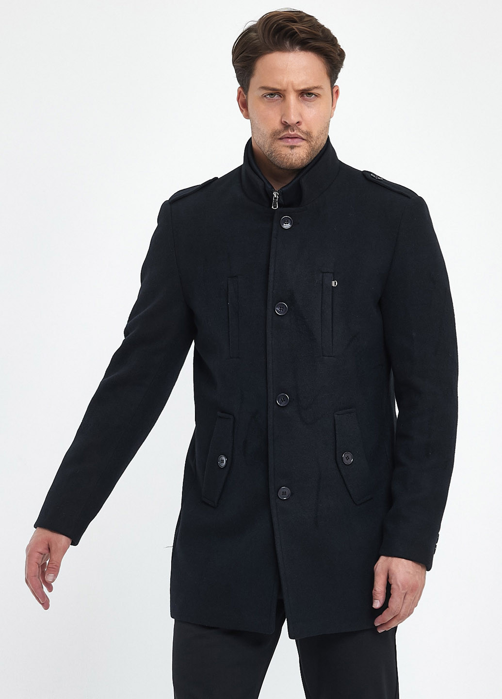 Чорне демісезонне Пальто однобортне Trend Collection