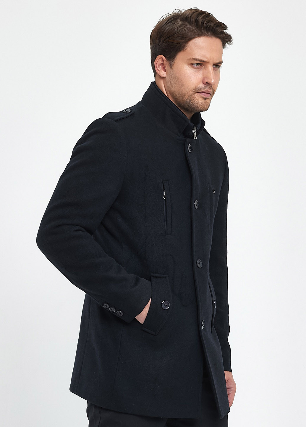 Чорне демісезонне Пальто однобортне Trend Collection