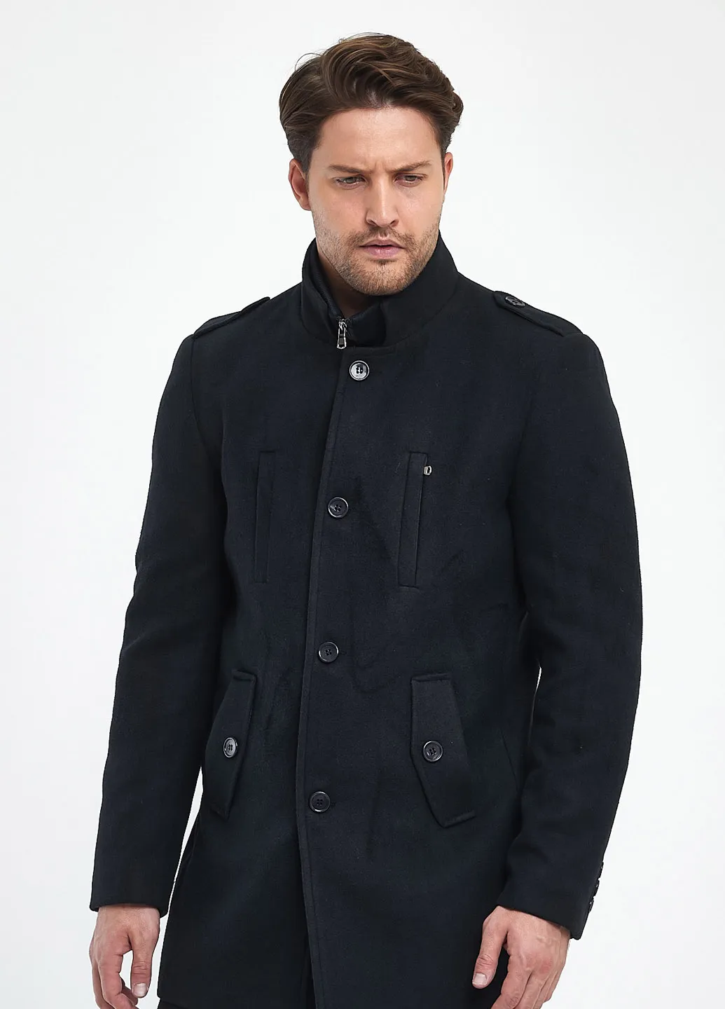 Чорне демісезонне Пальто однобортне Trend Collection