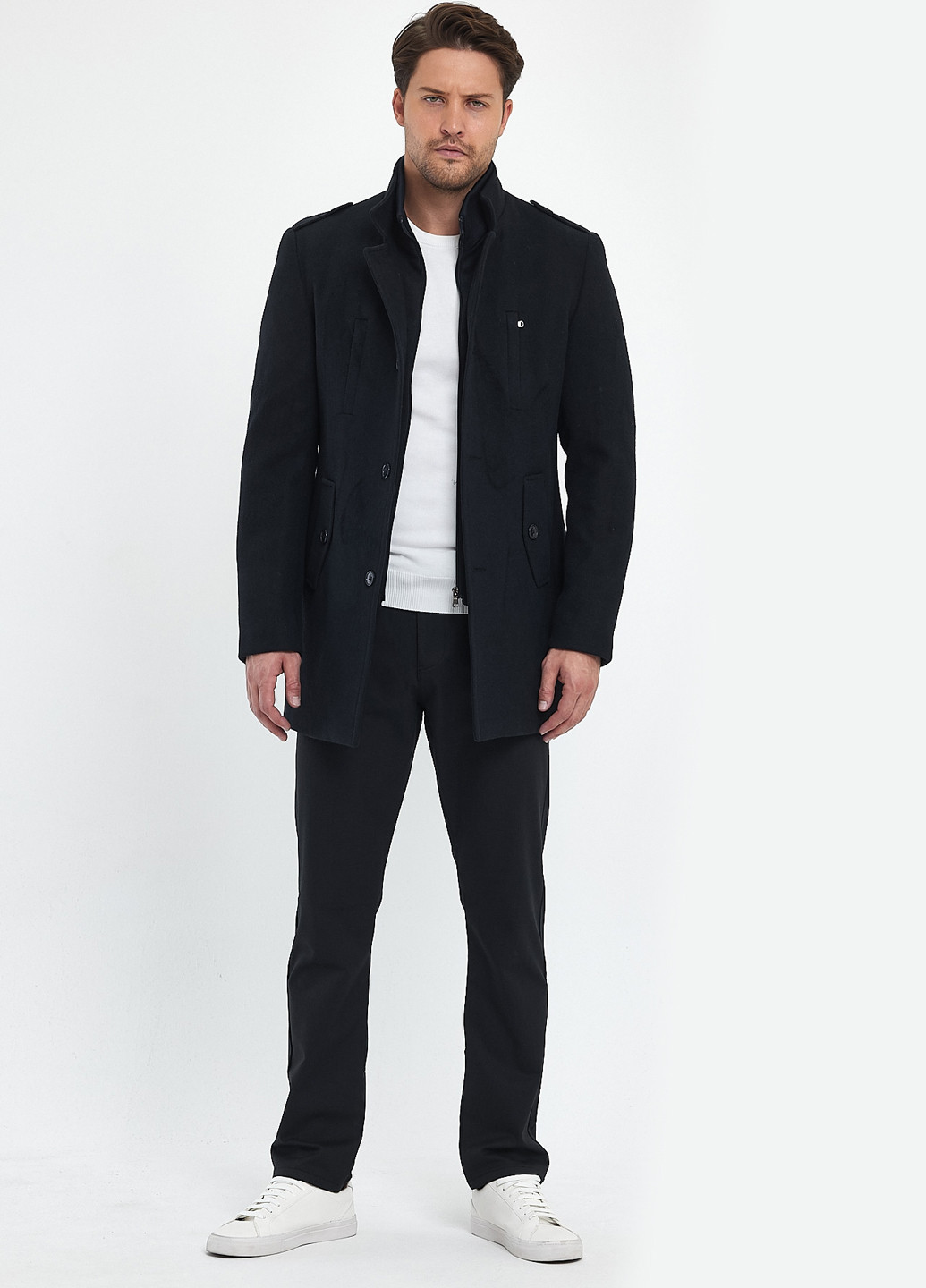 Чорне демісезонне Пальто однобортне Trend Collection