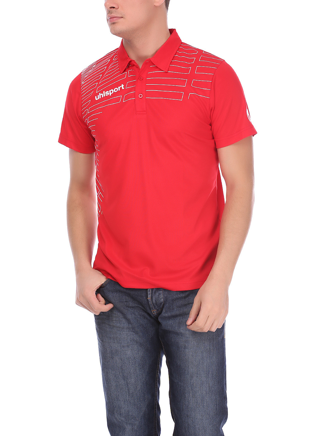 Красная футболка-поло для мужчин Uhlsport однотонная