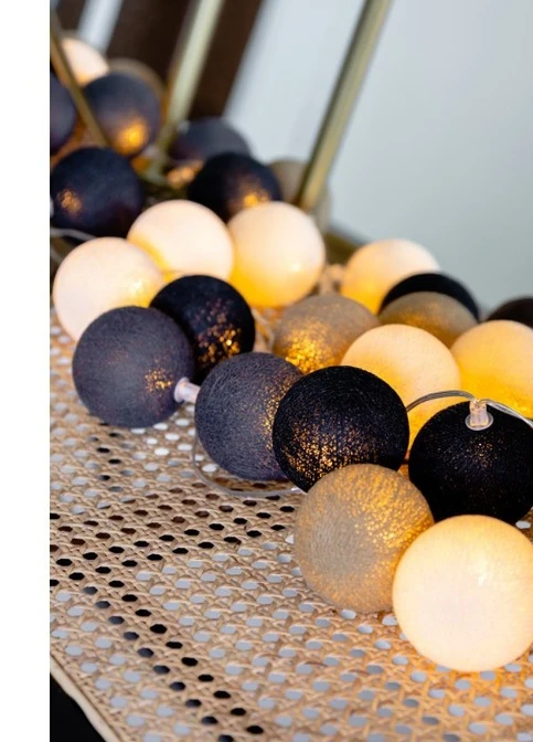 Тайська гірлянда з ниткових кульок Raw 35 шт, 5.5 м Cotton Ball Lights 402752 (252644014)