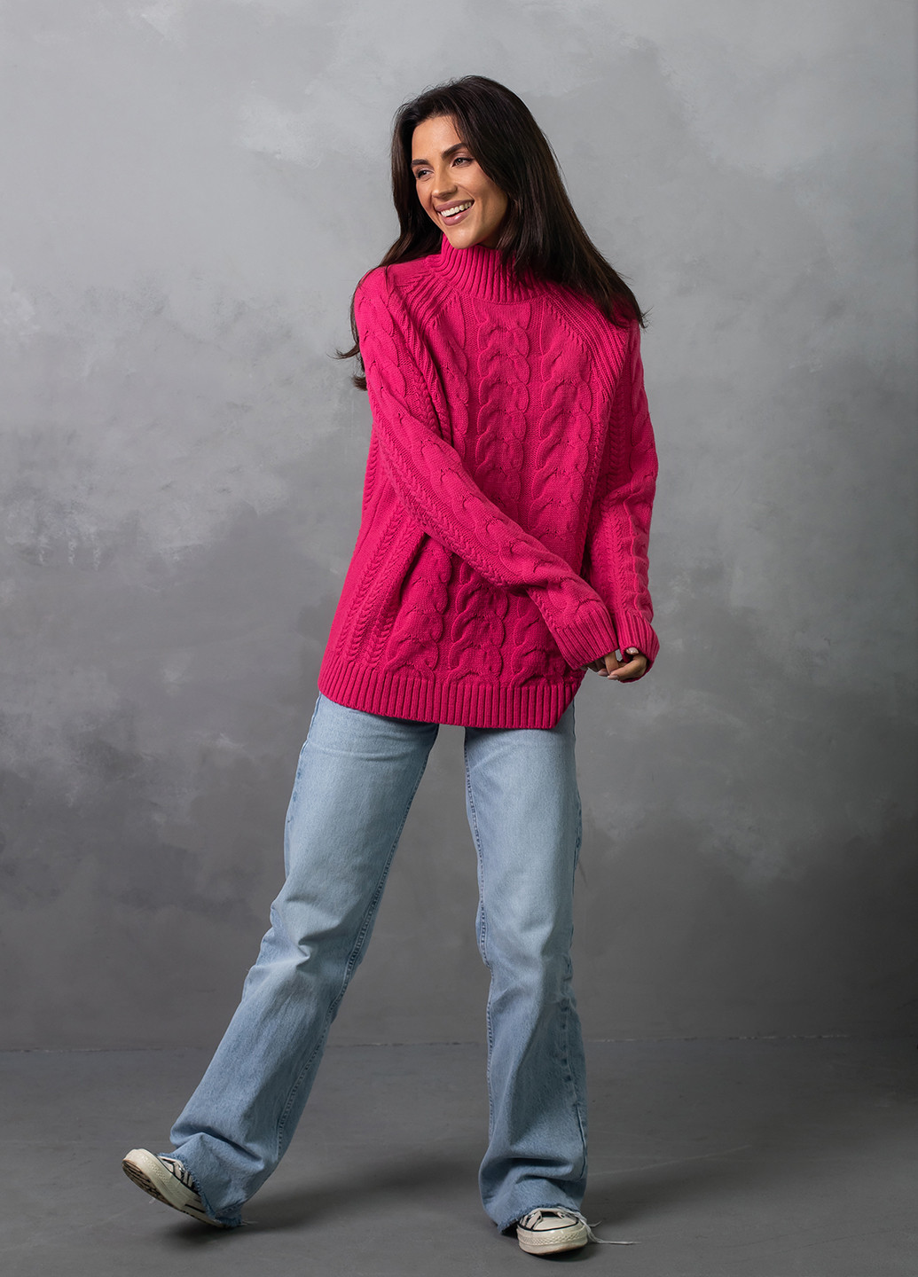 Фуксиновий (колору Фукія) светр жіночий Viviami