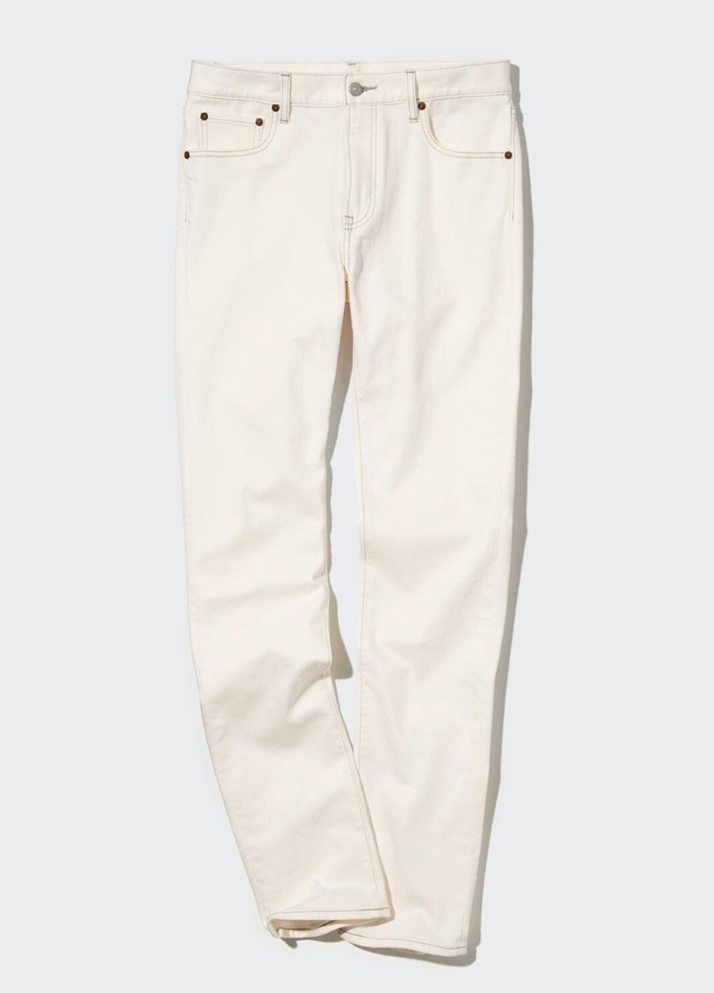 Белые демисезонные прямые джинсы Uniqlo