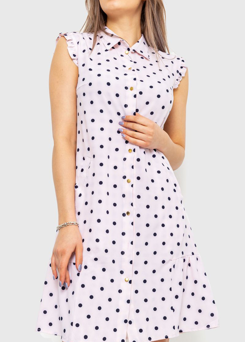 Светло-розовое кэжуал платье рубашка Ager в горошек
