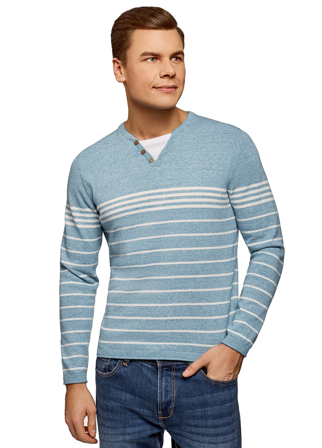 Светло-бирюзовый демисезонный пуловер пуловер Oodji