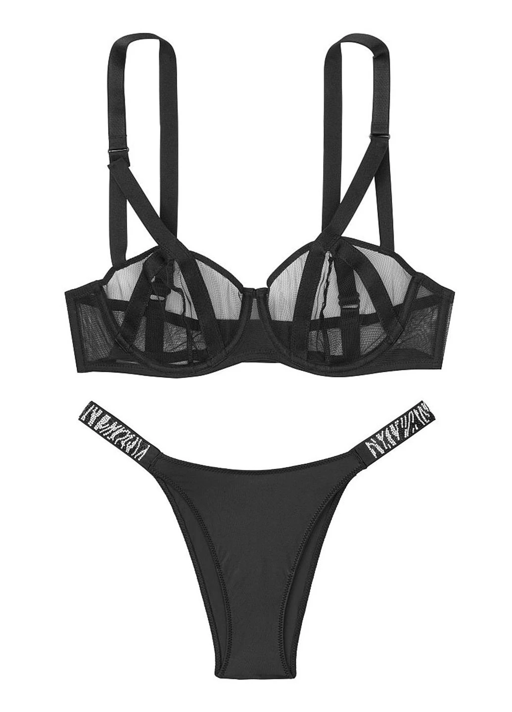 Чорний демісезонний комплект (бюстгальтер, труси) Victoria's Secret