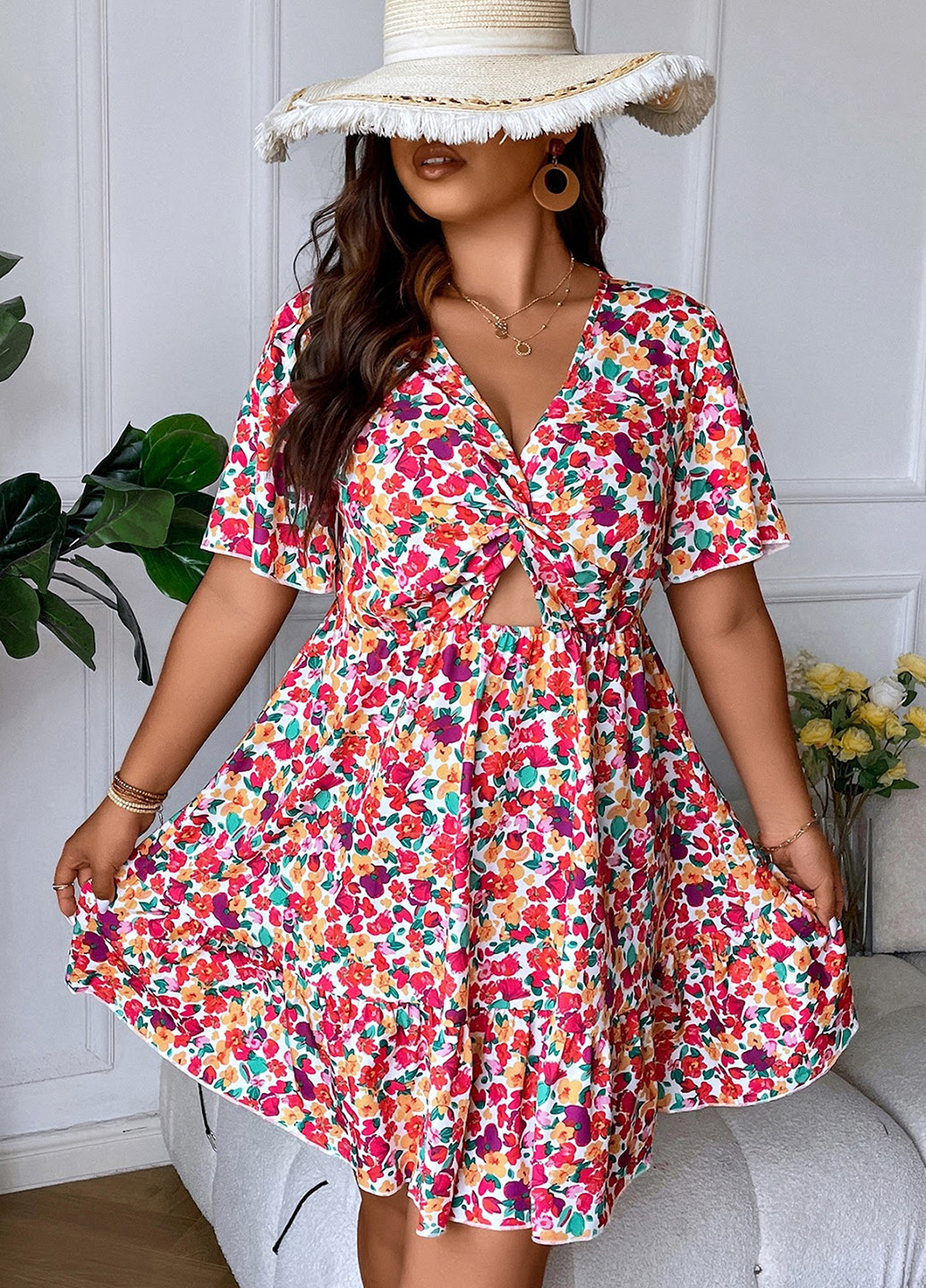 Комбінована кежуал сукня а-силует SHEIN з квітковим принтом