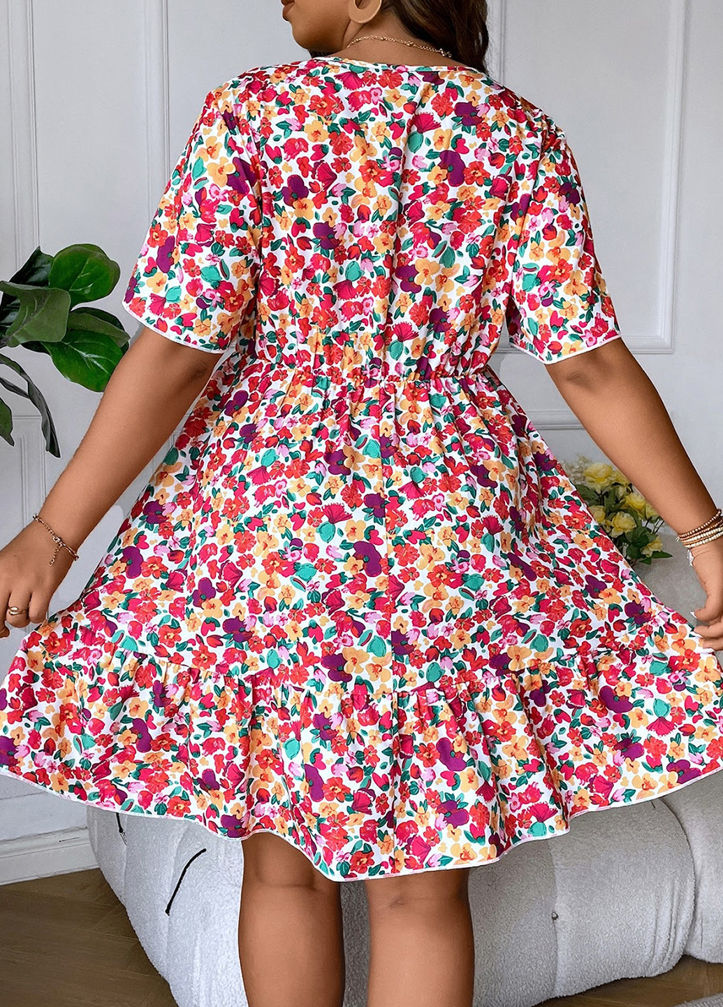 Комбінована кежуал сукня а-силует SHEIN з квітковим принтом