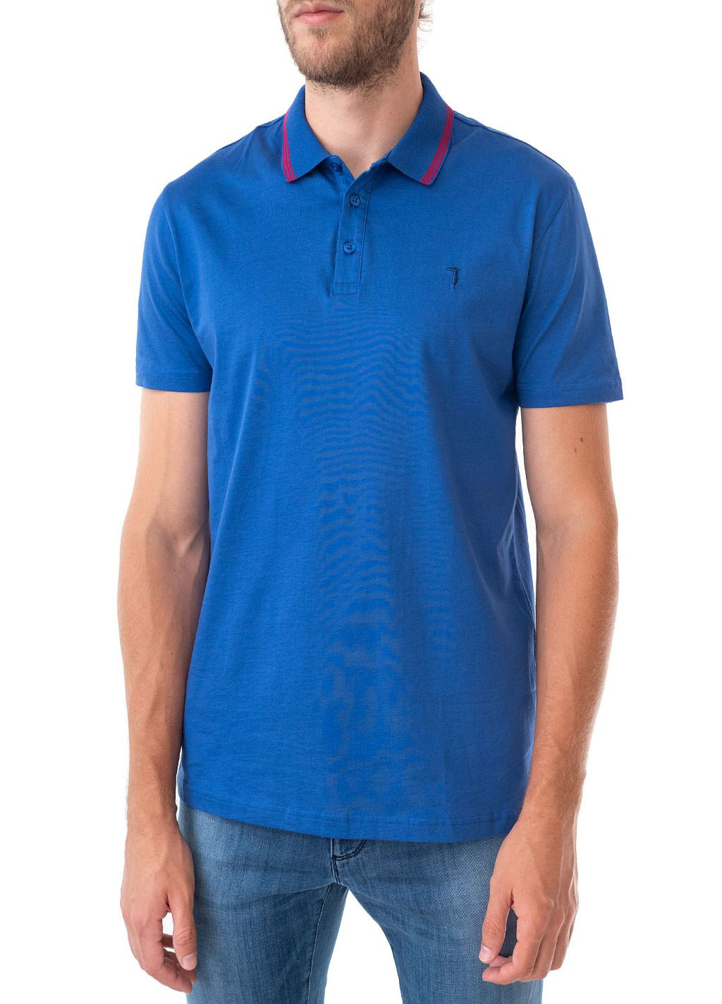 Синяя футболка-поло для мужчин Trussardi Jeans однотонная