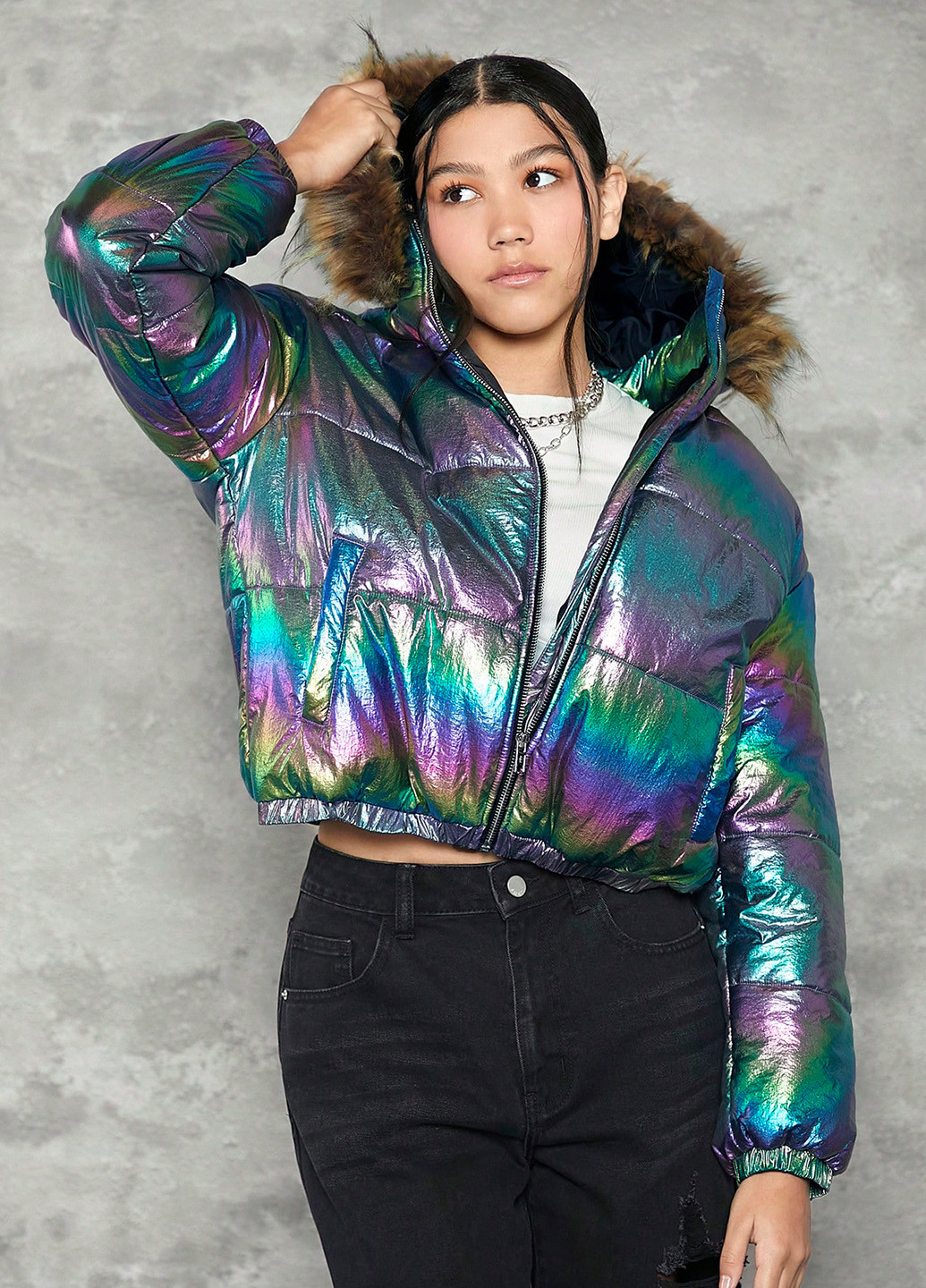 Комбінована демісезонна куртка SHEIN