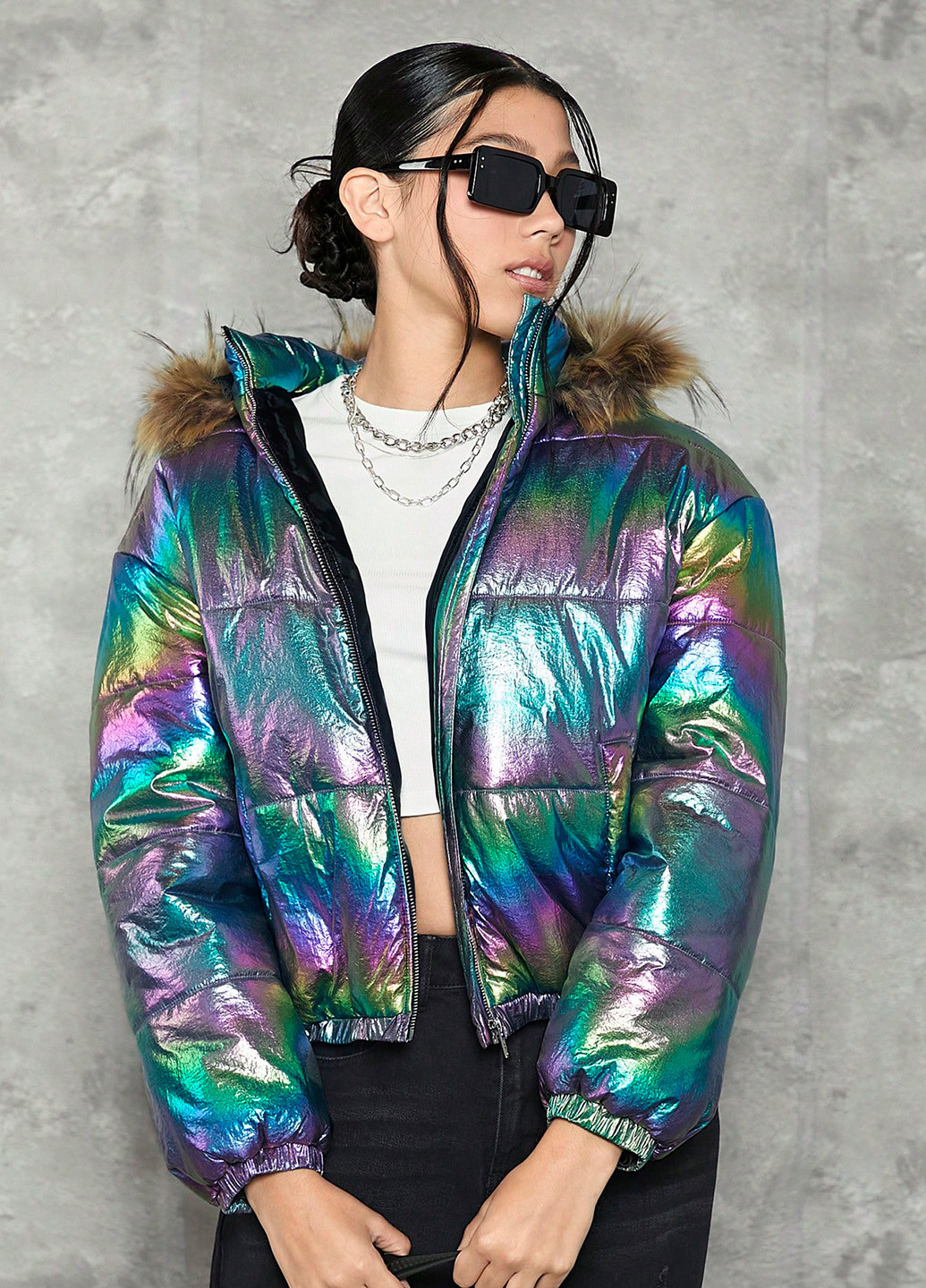 Комбінована демісезонна куртка SHEIN