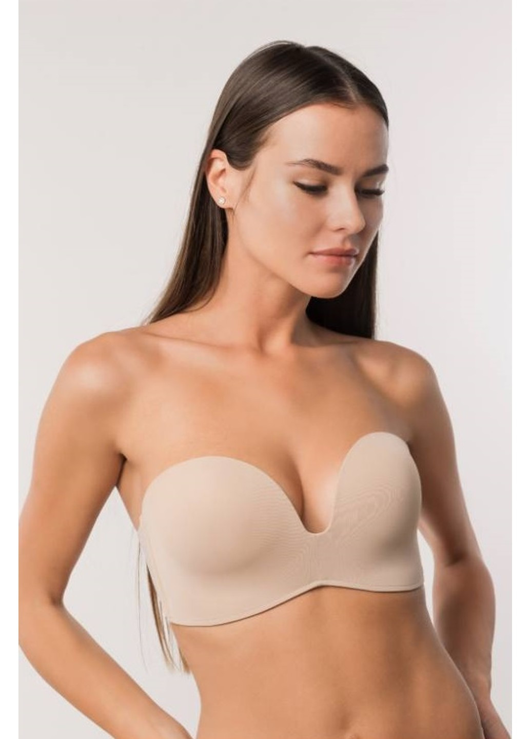 Белый балконет с глубокой открытой линией декольте без косточек белый l1523a Luna