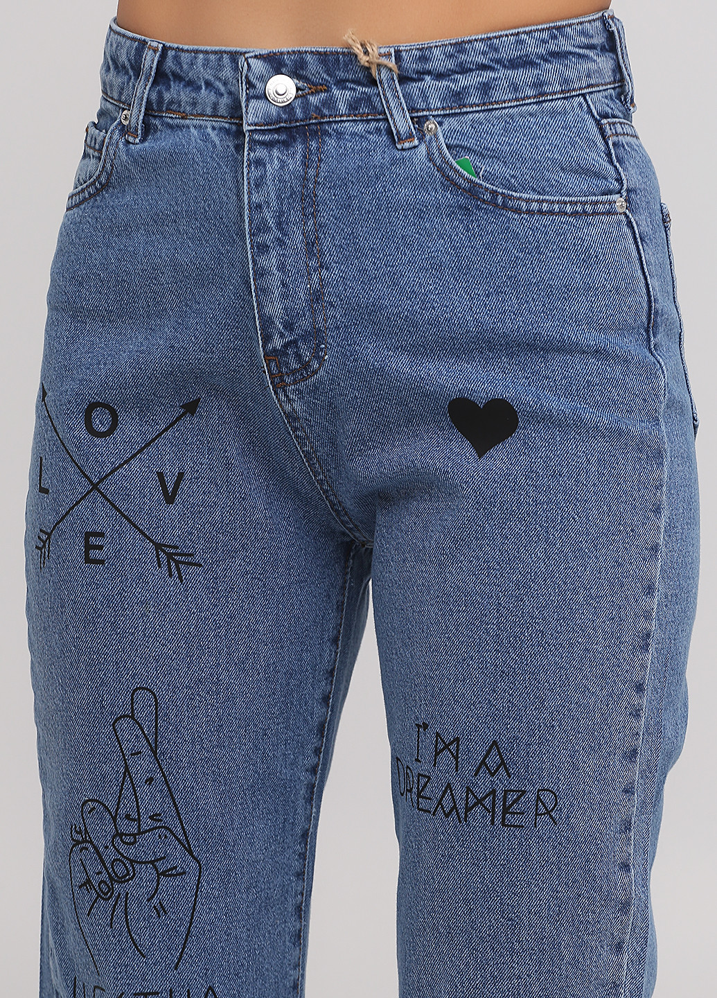 Светло-голубые демисезонные мом фит, укороченные джинсы CALL Denim