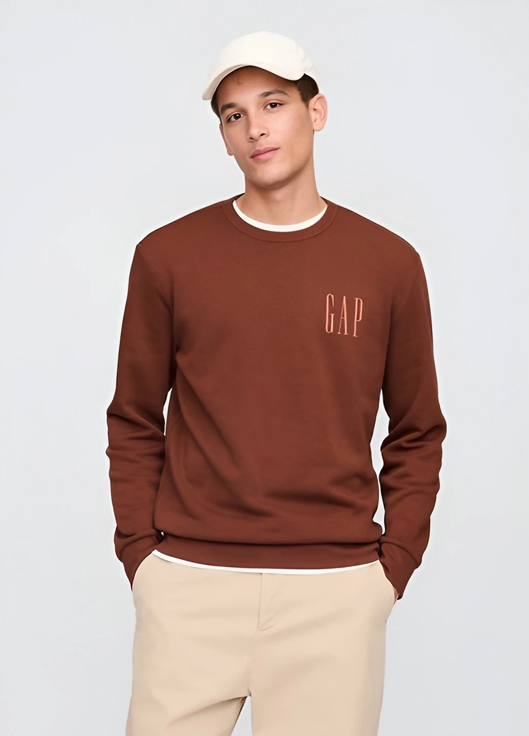 Коричневий світшот Gap логотип без декору (352742780)
