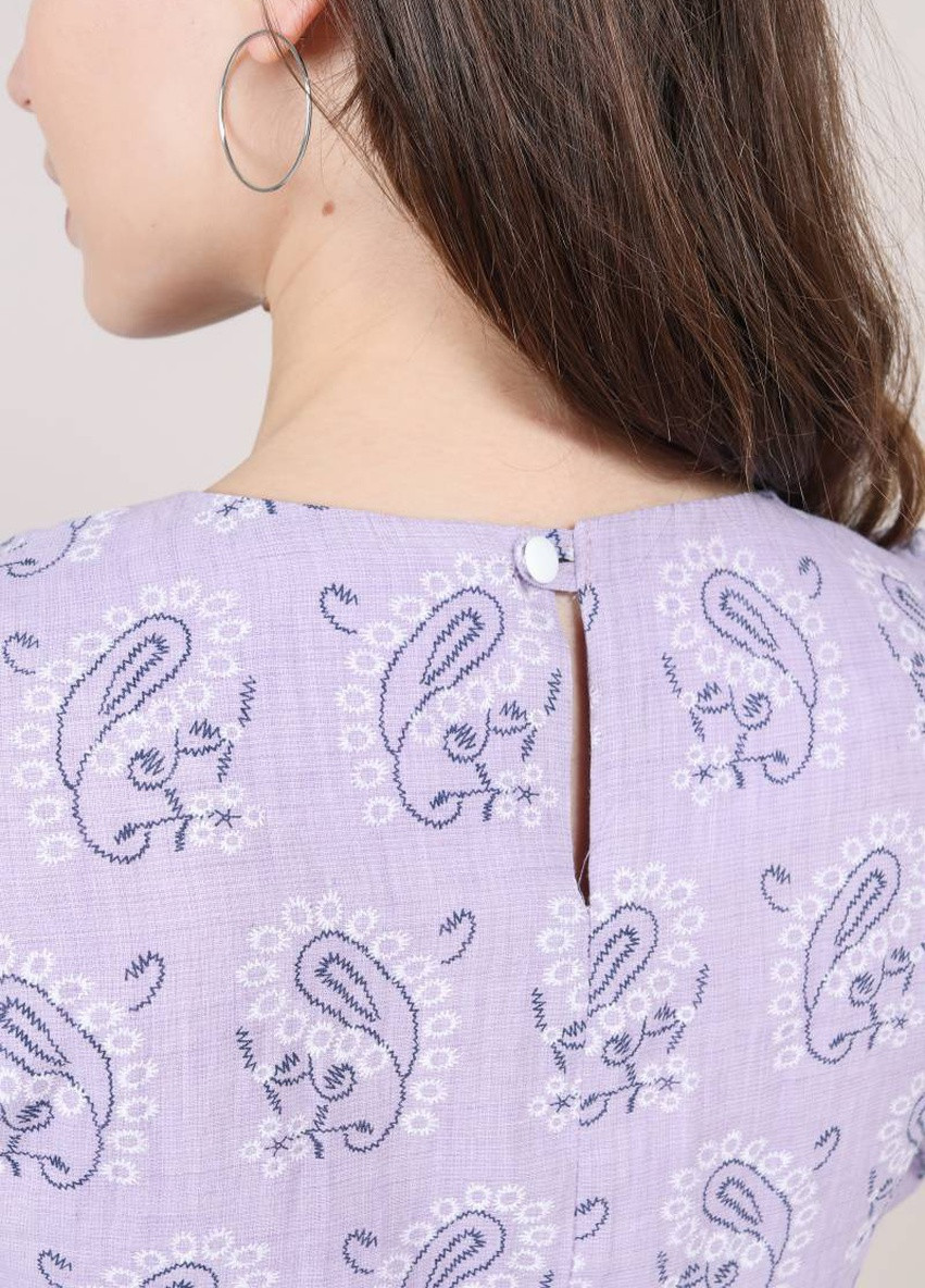 Лиловое кэжуал свободное платье с узорами "осака" romashka, лиловый, xs|s 9259 Ромашка с абстрактным узором