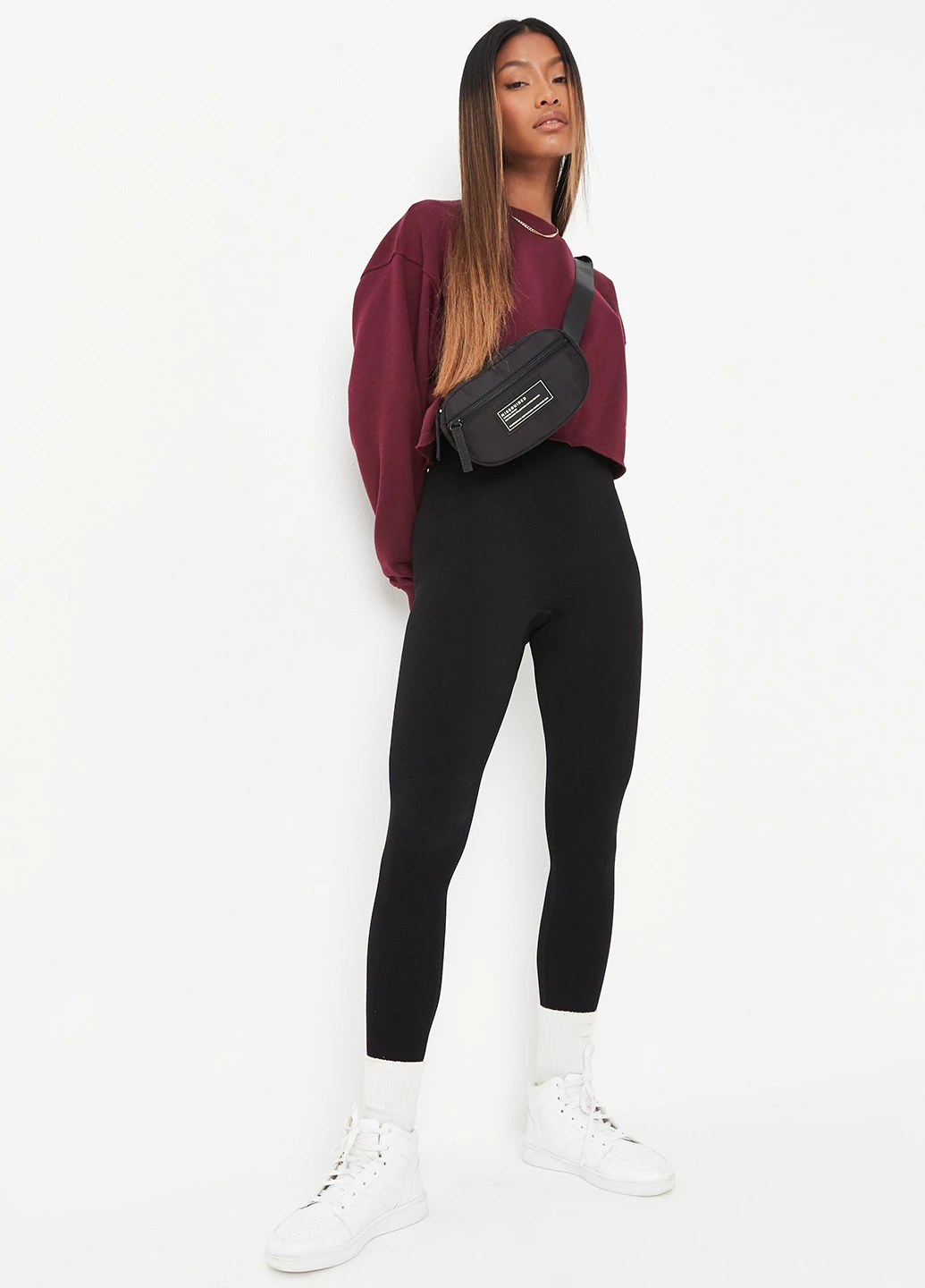 Бордовий світшот Missguided напис без декору (261407556)