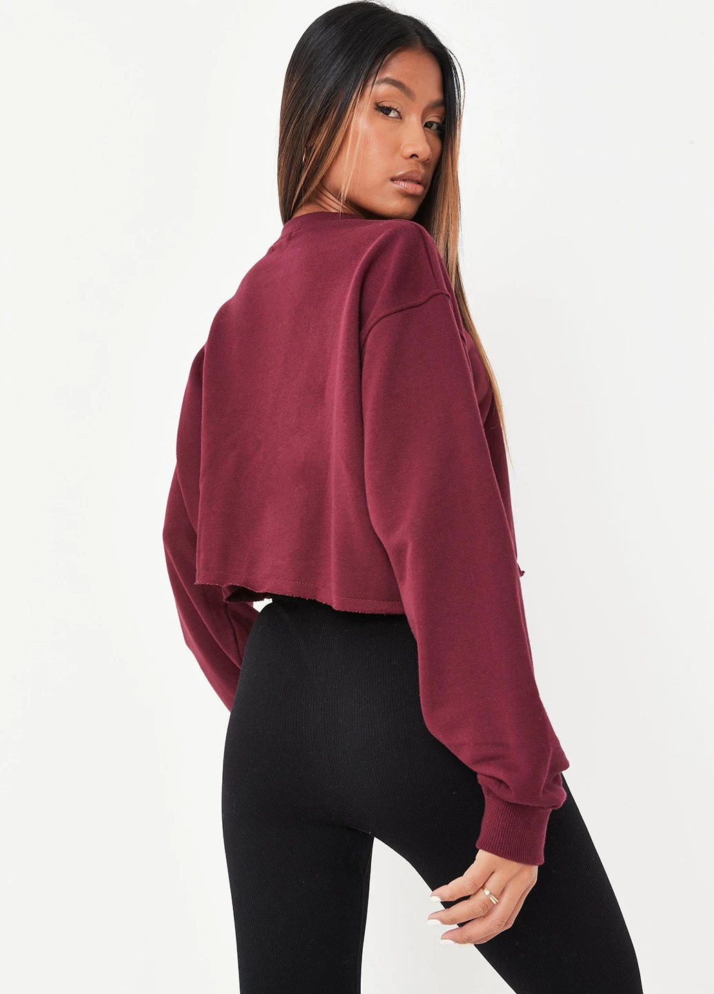 Бордовий світшот Missguided напис без декору (261407556)