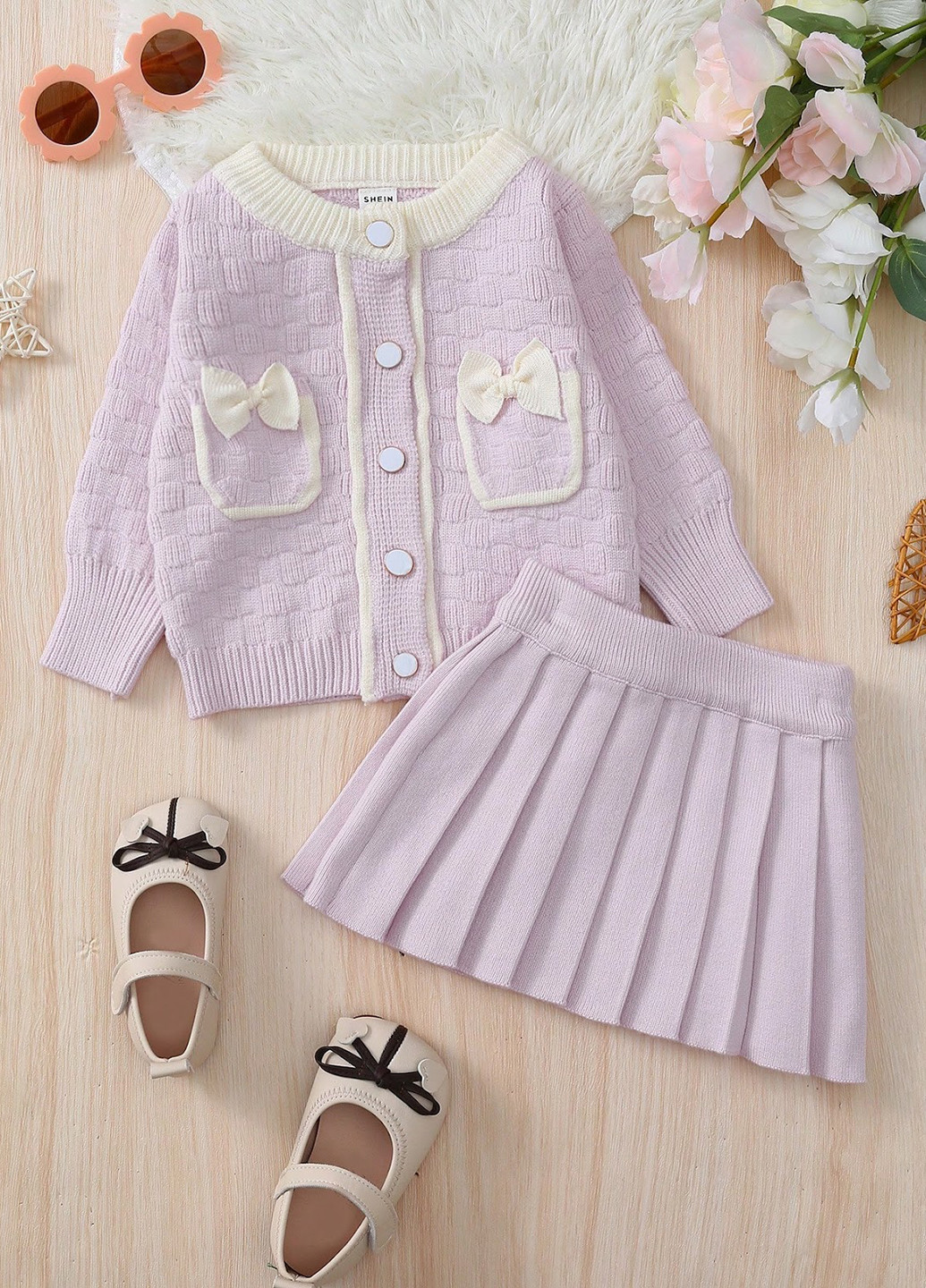 Ліловий демісезонний костюм (кофта, спідниця) спідничний SHEIN