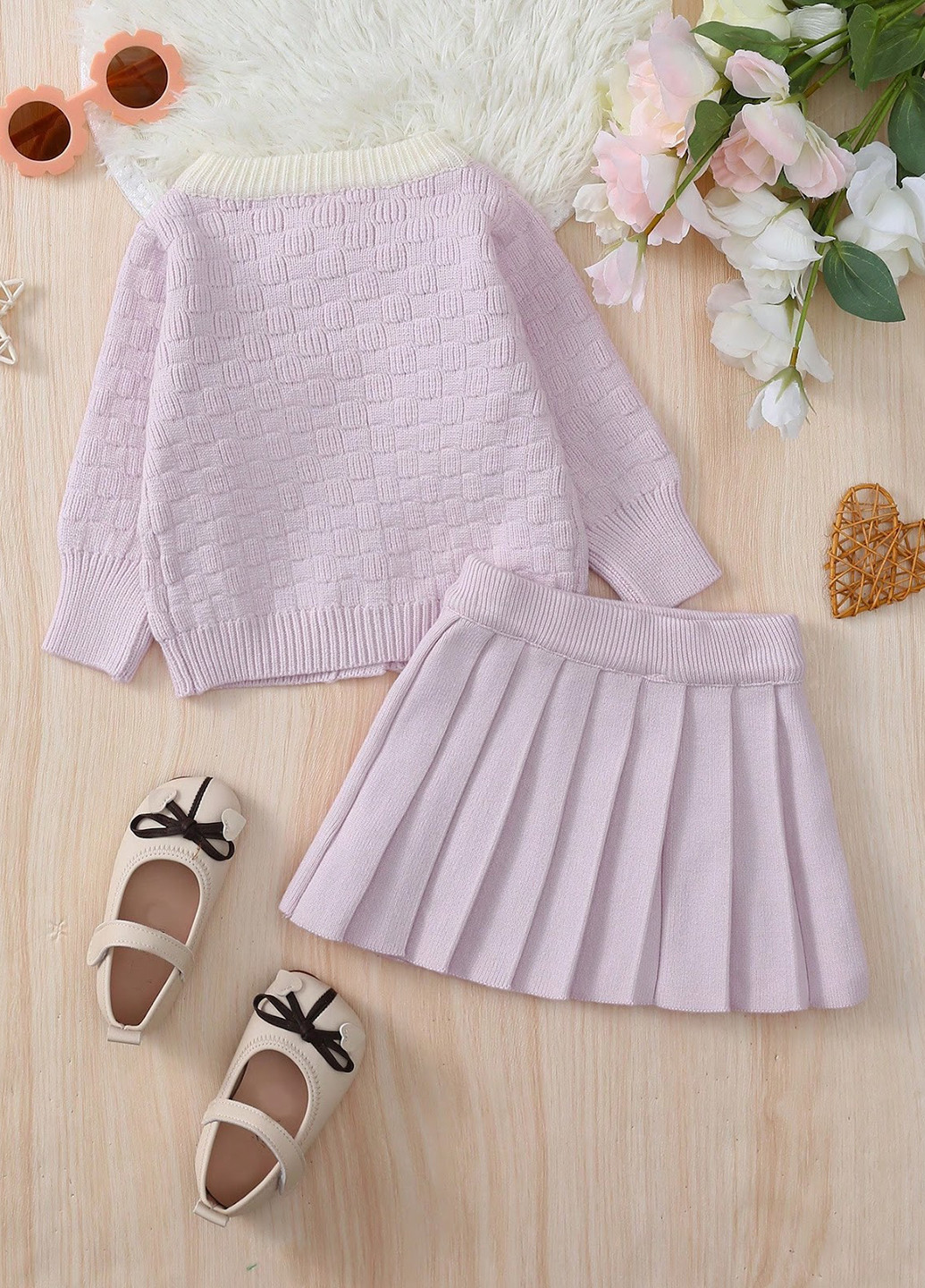 Ліловий демісезонний костюм (кофта, спідниця) спідничний SHEIN